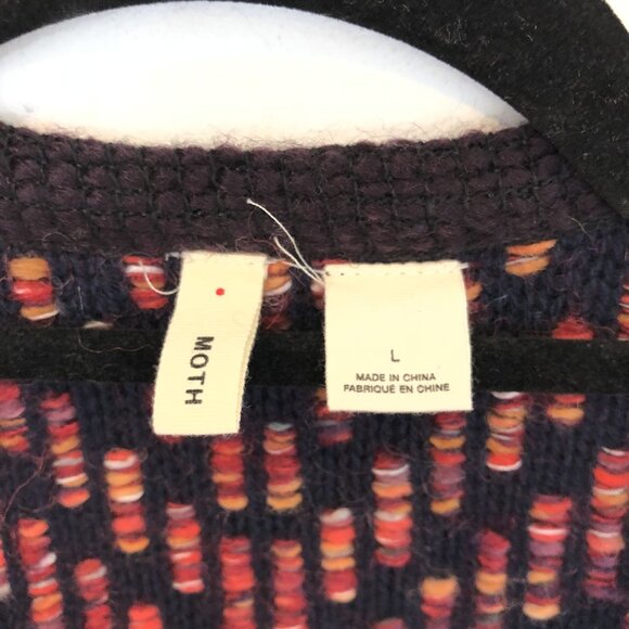 Anthropologie Moth Keavy Textured Open Front Cardigan Sweater Size L Mohair Wool - Picture 5 of 12